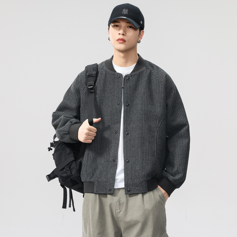 Vintage inspirirana teška baseball jakna za jesen, oversize, muška svakodnevna jakna