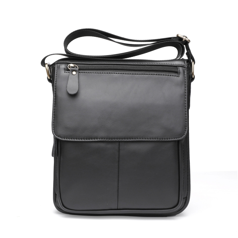 Muška crossbody torba od prave kože, prva sloja teleće kože, unutarnja tkanina poliester, jednofaredni dizajn, kompatibilna s 8-inčnim laptopom