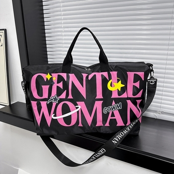 Unisex torba za putovanje i fitness, vodootporna s remenom za rameno, kapacitet 20–35L, uzorak s slovima, rekreacijski stil putovanja