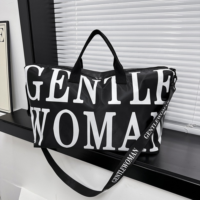 Unisex torba za putovanje i fitness, vodootporna s remenom za rameno, kapacitet 20–35L, uzorak s slovima, rekreacijski stil putovanja