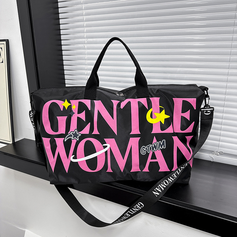 Unisex torba za putovanje i fitness, vodootporna s remenom za rameno, kapacitet 20–35L, uzorak s slovima, rekreacijski stil putovanja
