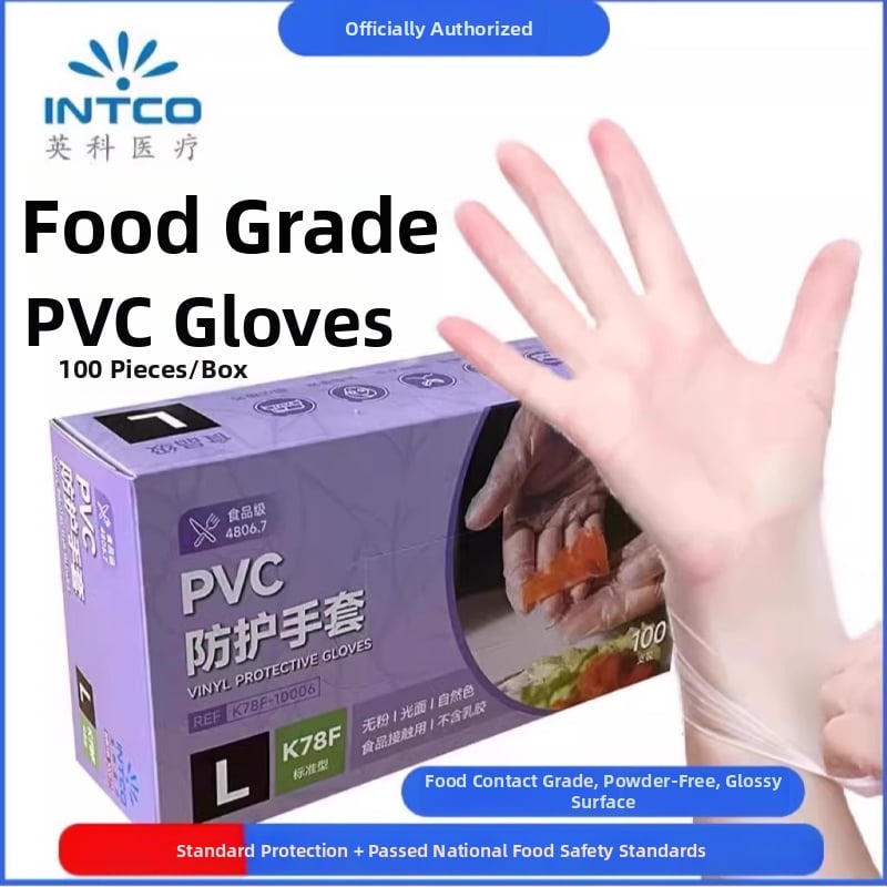 Mănuși din PVC de unică folosință, groase, pentru alimente, bucătărie, catering, cofetărie și curățenie, 100 bucăți