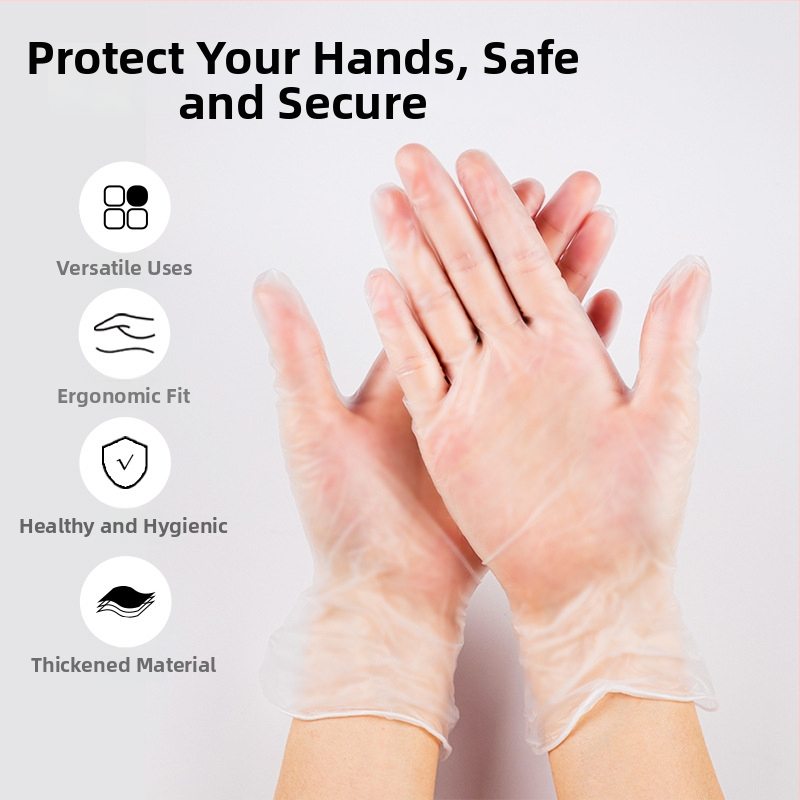Mănuși din PVC de unică folosință, groase, pentru alimente, bucătărie, catering, cofetărie și curățenie, 100 bucăți