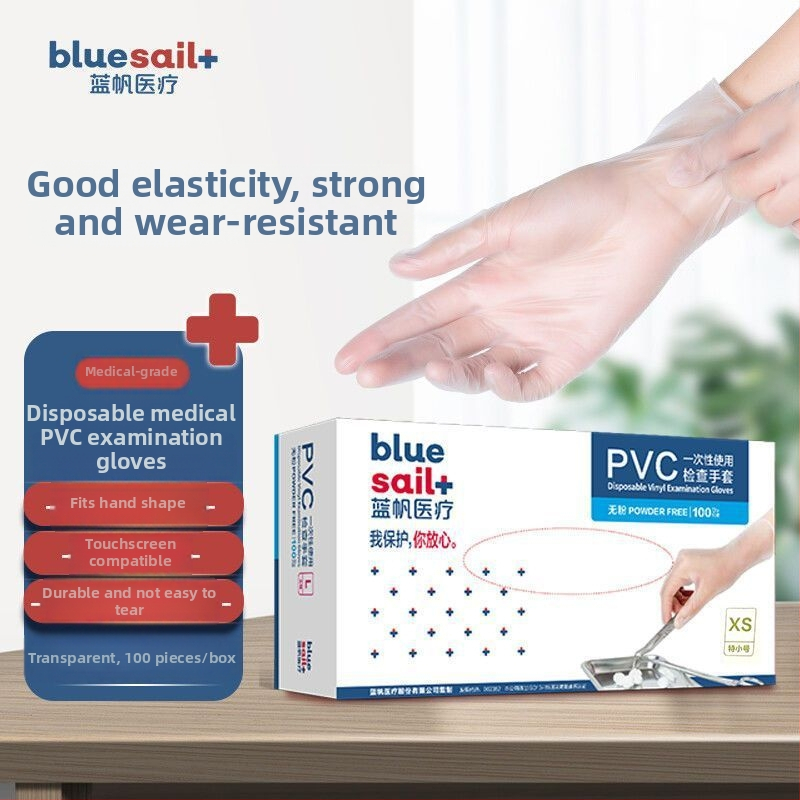 Mănuși din PVC de unică folosință, groase, pentru alimente, bucătărie, catering, cofetărie și curățenie, 100 bucăți