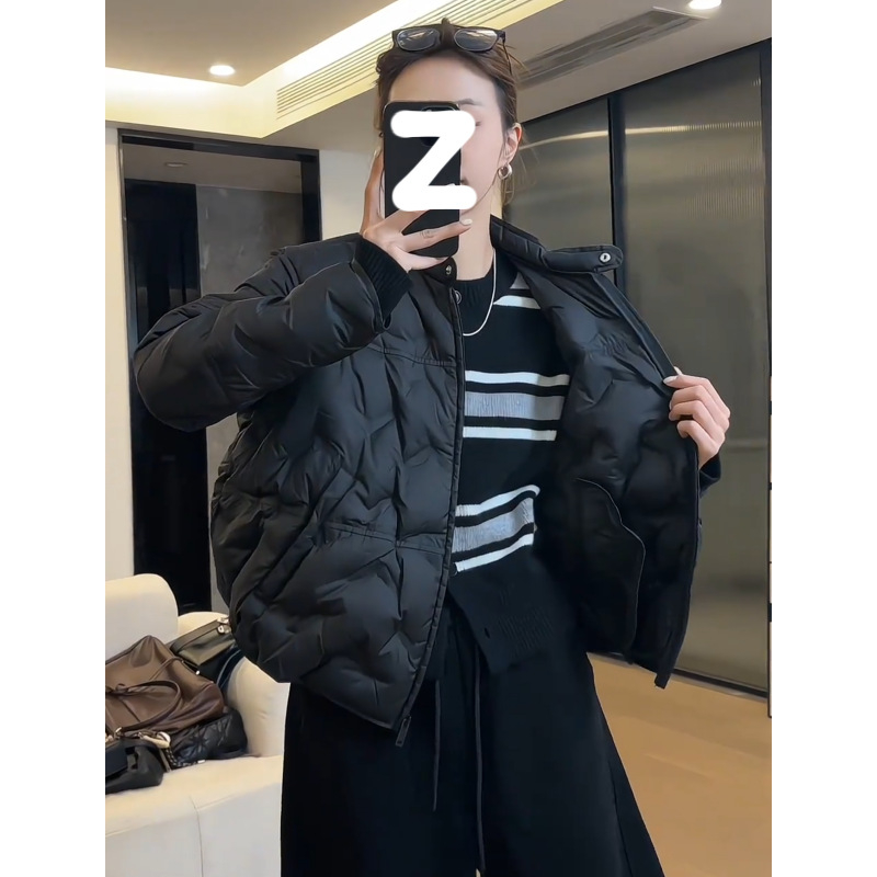 Ženska jakna s perjem bijele patke, srednja debljina, Chenille tkanina s elastanom, zatvarač, ultra kratka duljina, korejski stil