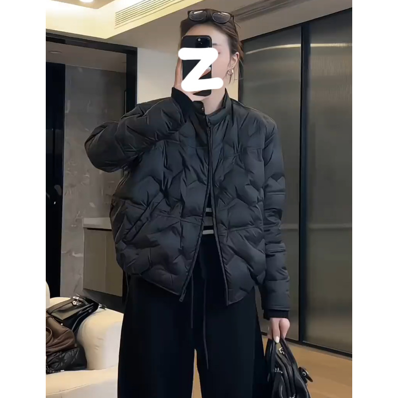 Ženska jakna s perjem bijele patke, srednja debljina, Chenille tkanina s elastanom, zatvarač, ultra kratka duljina, korejski stil