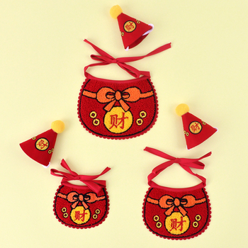 Μπιμπ για κατοικίδια με μοτίτο γραμμάτων, μαλλί, κέντημα, καθολικό για γάτες και σκύλους, τέσσερις εποχές, κατάλληλο για γάμους και εαρινά φεστιβάλ