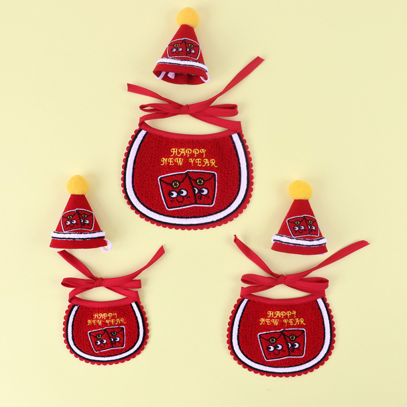 Μπιμπ για κατοικίδια με μοτίτο γραμμάτων, μαλλί, κέντημα, καθολικό για γάτες και σκύλους, τέσσερις εποχές, κατάλληλο για γάμους και εαρινά φεστιβάλ