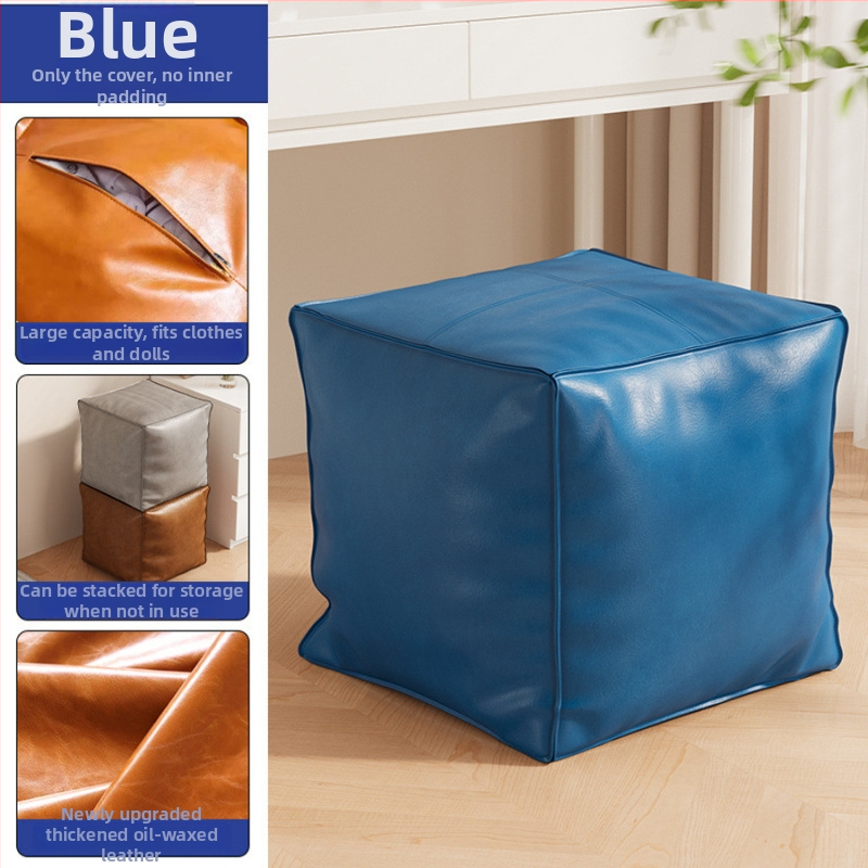 Kožený úložný ottoman, marockého štýlu, jednoduchý a moderný dizajn, pohyblivý