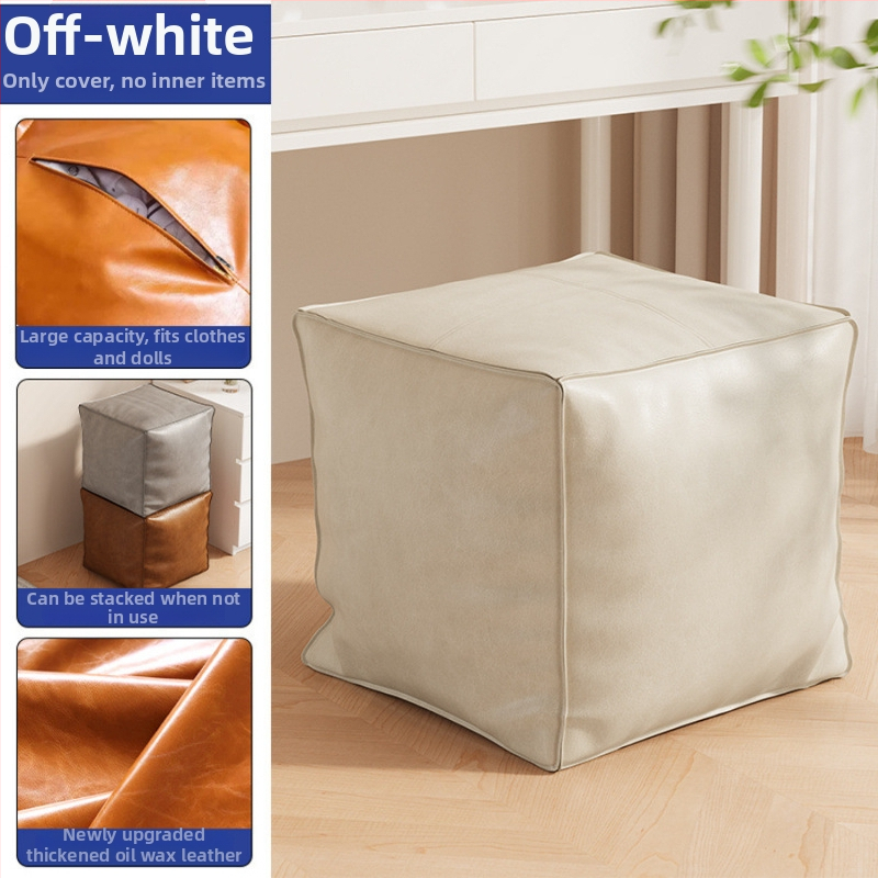 Kožený úložný ottoman, marockého štýlu, jednoduchý a moderný dizajn, pohyblivý