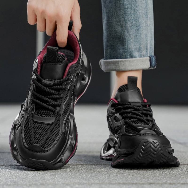 Мъжки дишащи мрежести спортни обувки есен 2025, връзки, платнена горна част, PVC подметка