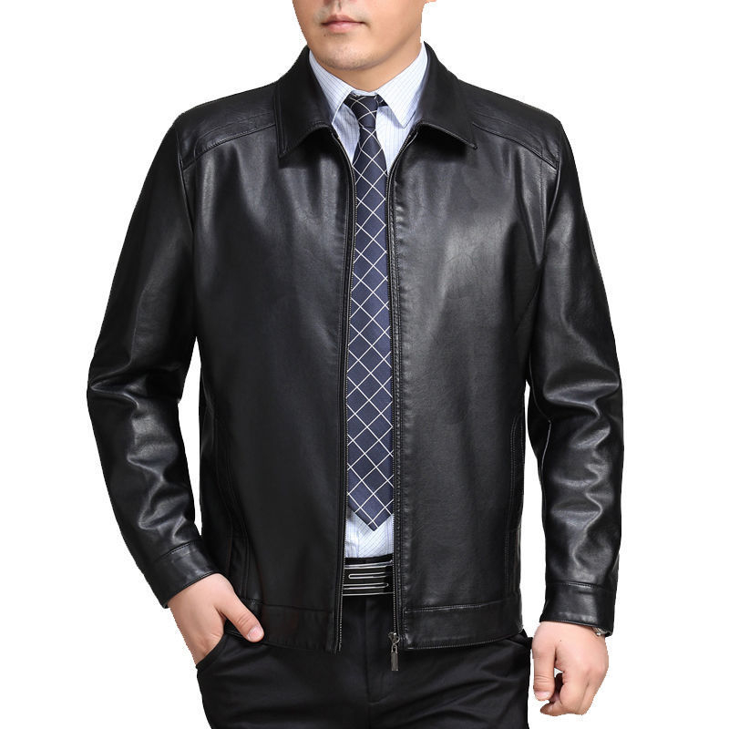 Muška PU kožna jakna - rever, zatvarač sprijeda, slobodan kroj, PU podstava