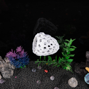 Cuib plastic pentru creveți în acvariu – piatră coral fals imprimată 3D, decor pentru acvariu, cu multe găuri, origine Shandong