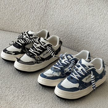 Muške tenisice s PU gornjim dijelom, okrugli vrh, vezanje, vulkanizirani gumeni potplat