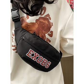 Мъжка гръдна чанта - уличен стил, найлон, дишаща, водоустойчива, ултра лека, буквен принт, подплата полиестер (Материал: Nylon; Функции: Дишаща, Водоустойчива, Ултра-лека; Модел: Букви; Подплата: Полиестер; Бранд: BR)