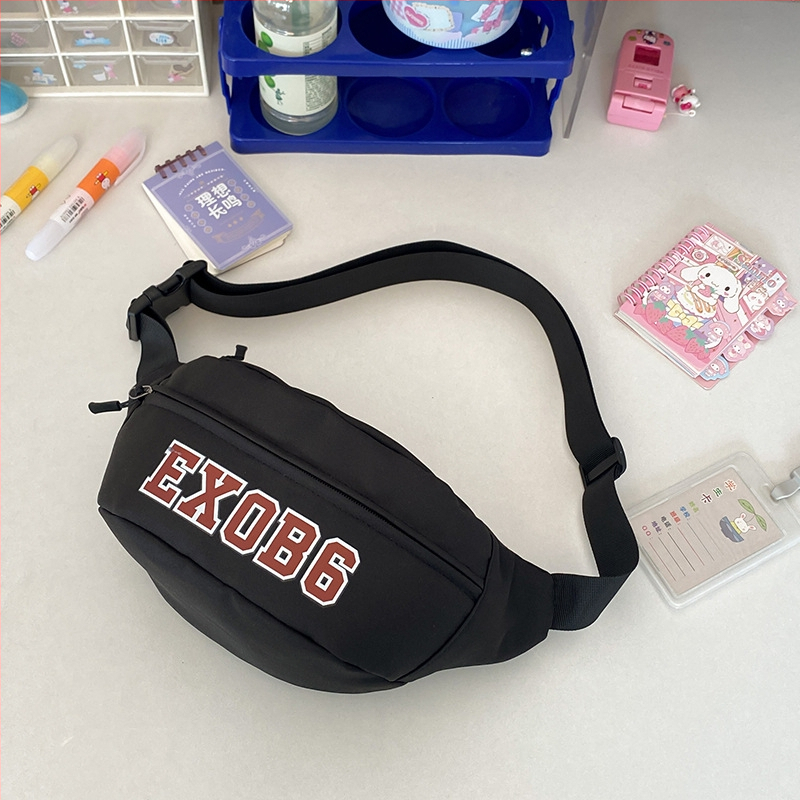 Мъжка гръдна чанта - уличен стил, найлон, дишаща, водоустойчива, ултра лека, буквен принт, подплата полиестер (Материал: Nylon; Функции: Дишаща, Водоустойчива, Ултра-лека; Модел: Букви; Подплата: Полиестер; Бранд: BR)