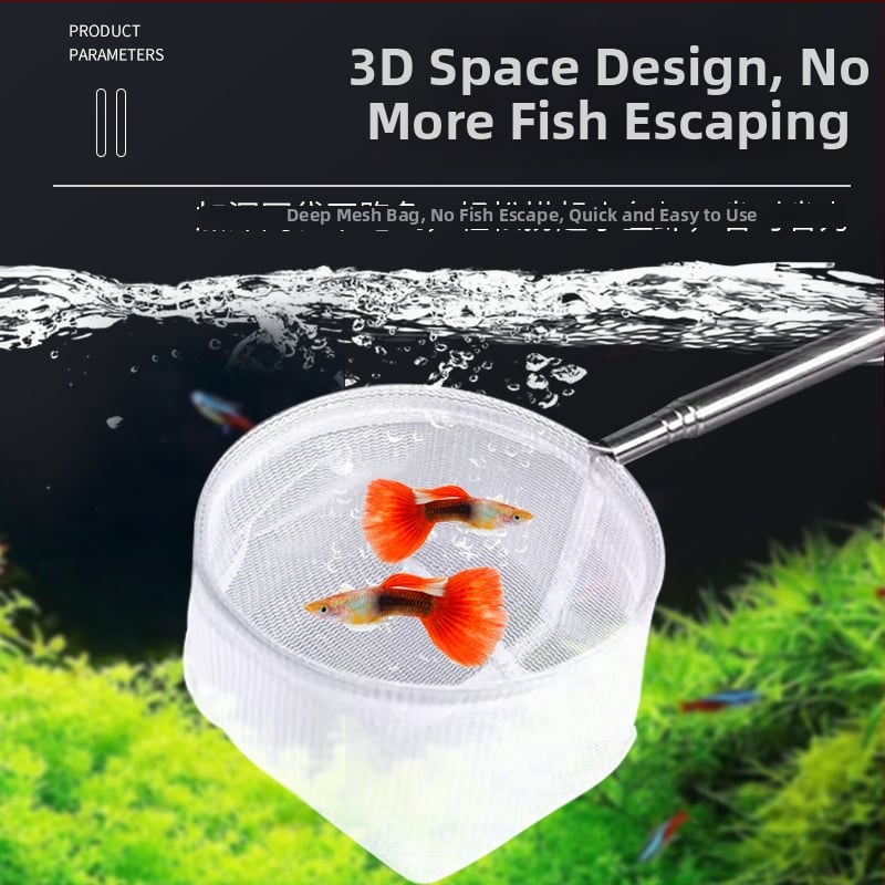 Ανοξείδωτο τηλεσκοπικό χειροκίνητο δίχτυ ενυδρείου για μικρά διακοσμητικά ψάρια (γκούπι, μπέτα) – 3D χειροποίητος σχεδιασμός