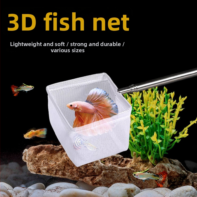 Ανοξείδωτο τηλεσκοπικό χειροκίνητο δίχτυ ενυδρείου για μικρά διακοσμητικά ψάρια (γκούπι, μπέτα) – 3D χειροποίητος σχεδιασμός