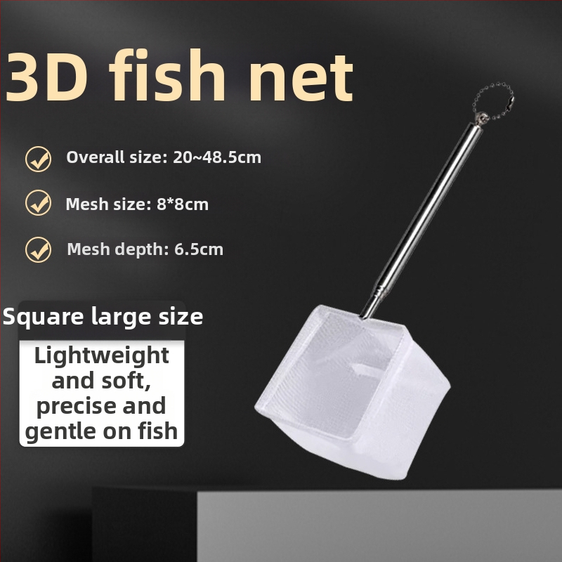 Ανοξείδωτο τηλεσκοπικό χειροκίνητο δίχτυ ενυδρείου για μικρά διακοσμητικά ψάρια (γκούπι, μπέτα) – 3D χειροποίητος σχεδιασμός