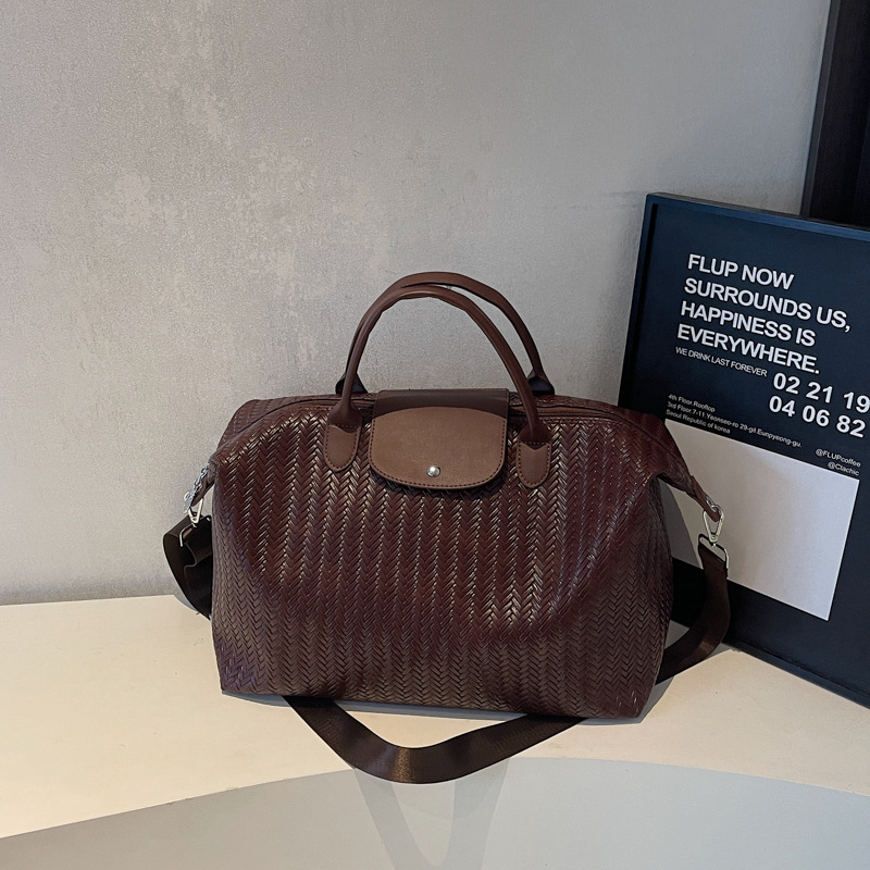 Ženska torba za putovanje preko tijela, PU materijal, podstava od najlona, jednobojni uzorak, unisex stil, Maple Grove Stream