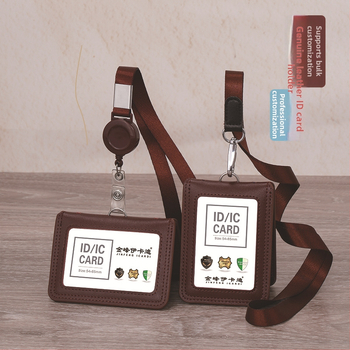 Pouzdro na karty z pravej kože s teleskopickým lanyardom pre identifikačnú kartu/služobnú kartu