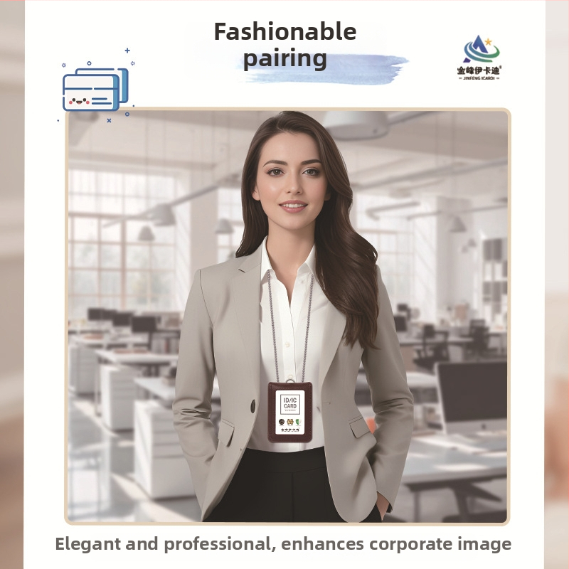 Pouzdro na karty z pravej kože s teleskopickým lanyardom pre identifikačnú kartu/služobnú kartu