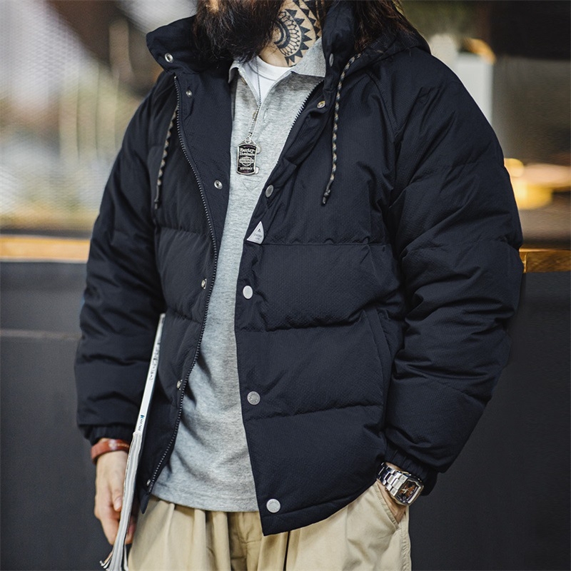 Muška jakna s kapuljačom, punjenje od guščjeg pera, kašmir 86–90%, dlakavost 600, punjenje 100–150 g