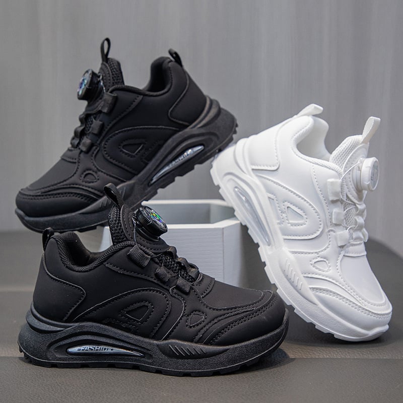 Pantofi sport pentru copii - unisex, închidere cu buton rotativ, partea superioară din piele artificială, talpă din cauciuc, primăvară–toamnă