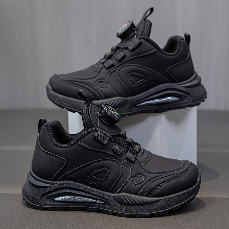 Pantofi sport pentru copii - unisex, închidere cu buton rotativ, partea superioară din piele artificială, talpă din cauciuc, primăvară–toamnă