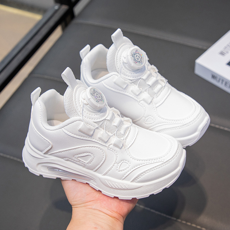 Pantofi sport pentru copii - unisex, închidere cu buton rotativ, partea superioară din piele artificială, talpă din cauciuc, primăvară–toamnă