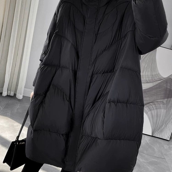 Jakna s kapuljačom, A-linija, ležerni kroj, 50% patka perja, prozračni materijal, europski stil
