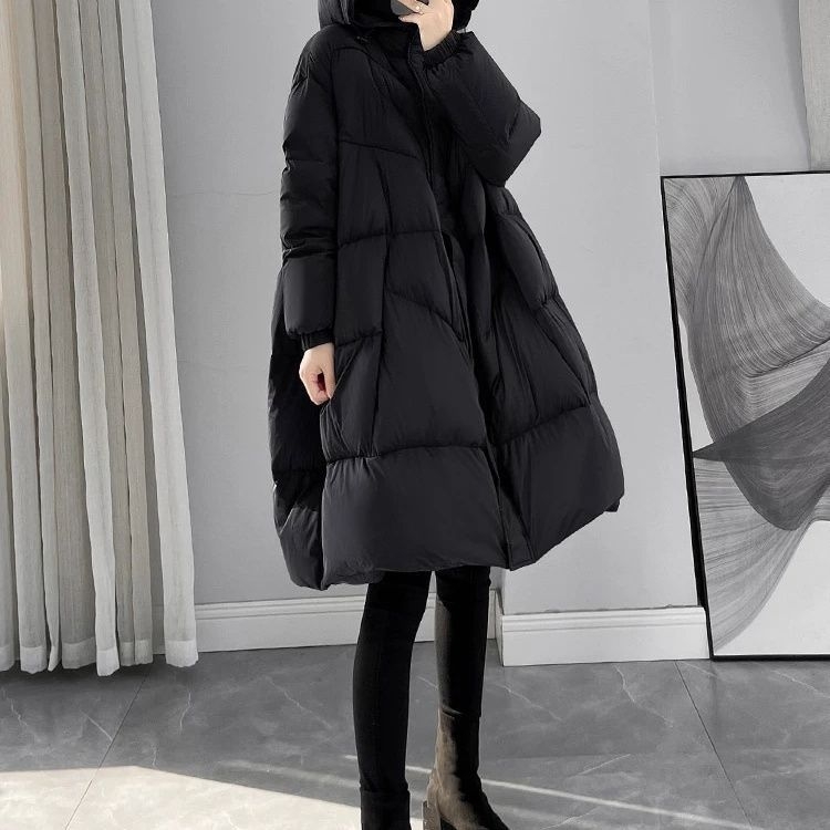 Jakna s kapuljačom, A-linija, ležerni kroj, 50% patka perja, prozračni materijal, europski stil