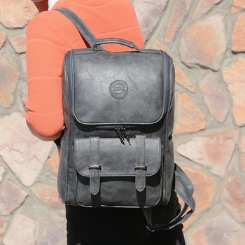 Ruksak za poslovne i putne svrhe, unisex, PU materijal, zakrivljene naramenice, podstava od poliestera