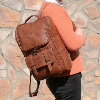 Ruksak za poslovne i putne svrhe, unisex, PU materijal, zakrivljene naramenice, podstava od poliestera