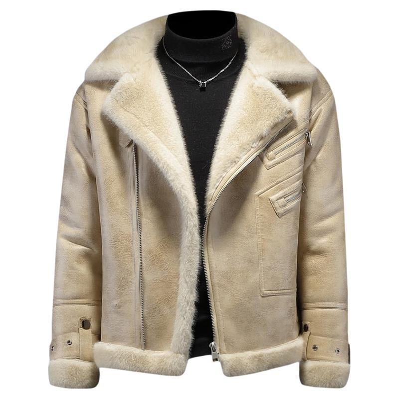 Muška jakna s kapuljačom i reverom, dugi rukavi, džepovi sa zatvaračem (zajčje krzno, prilagodljiv kroj, normalna duljina)