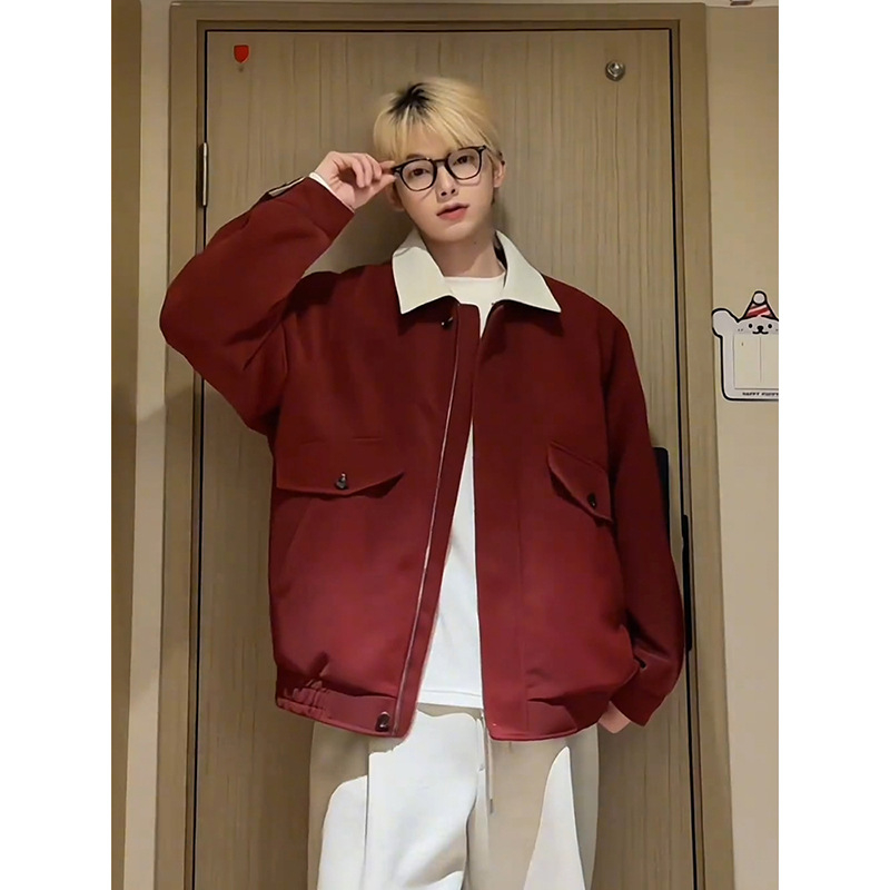 Muška PU kožna jakna - s kapuljom, ovratnik s reverom, zip, srednja duljina