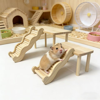 Dekoracija kaveza za hrčka od borovine – višestruko sklonište s dvostrukim valovitim stubištem