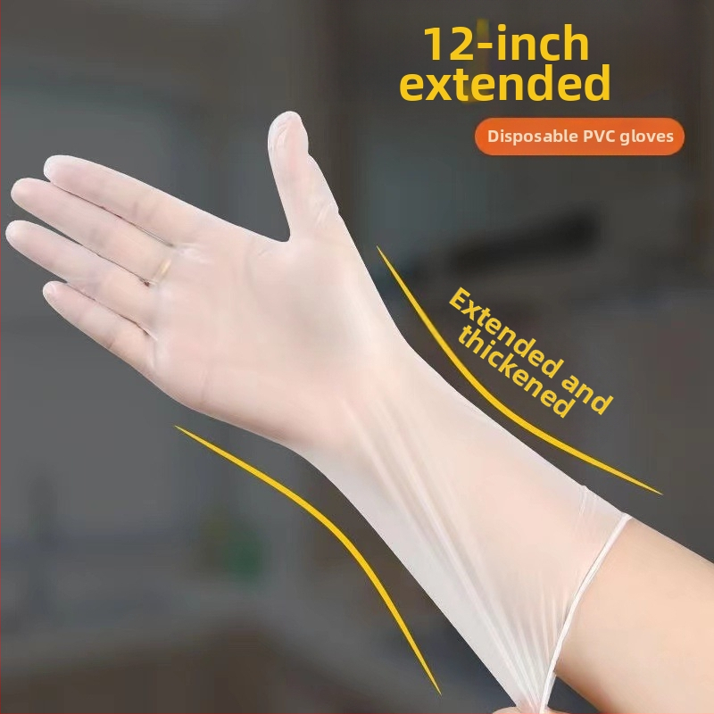 Jednorázové PVC rukavice, potravinárskej kvality, vodotesné a olejodolné, hrúbka 4.5 silk, s dotykovým displejom kompatibilné