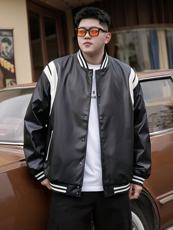 PU kožna baseball jakna sa stojećim ovratnikom, ležernog kroja, jednodijelno kopčanje, bočni džepovi