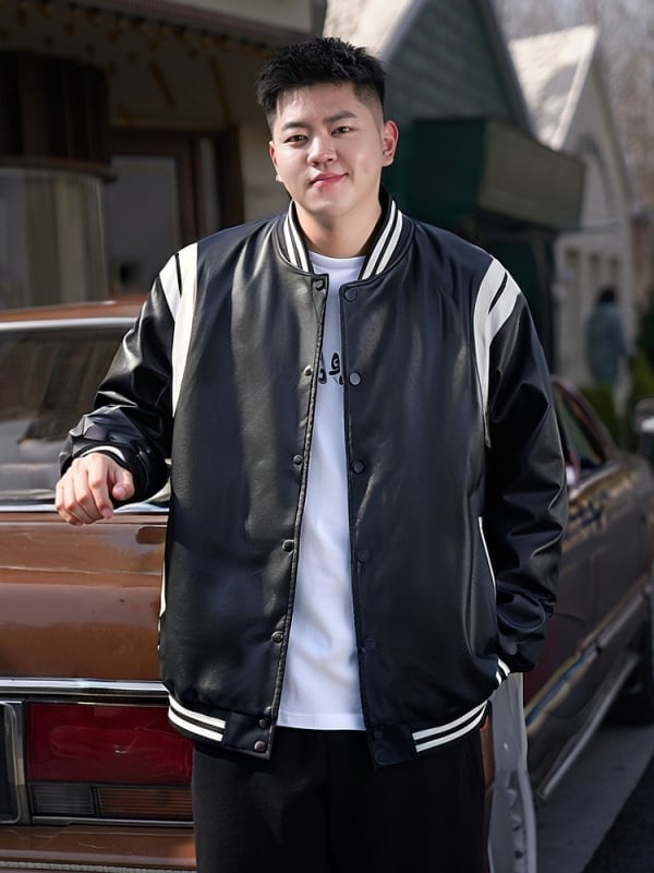 PU kožna baseball jakna sa stojećim ovratnikom, ležernog kroja, jednodijelno kopčanje, bočni džepovi