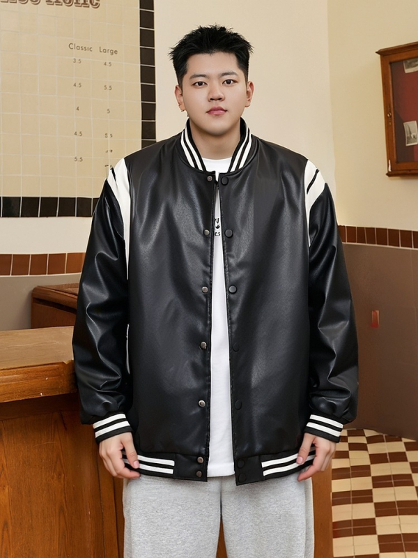PU kožna baseball jakna sa stojećim ovratnikom, ležernog kroja, jednodijelno kopčanje, bočni džepovi