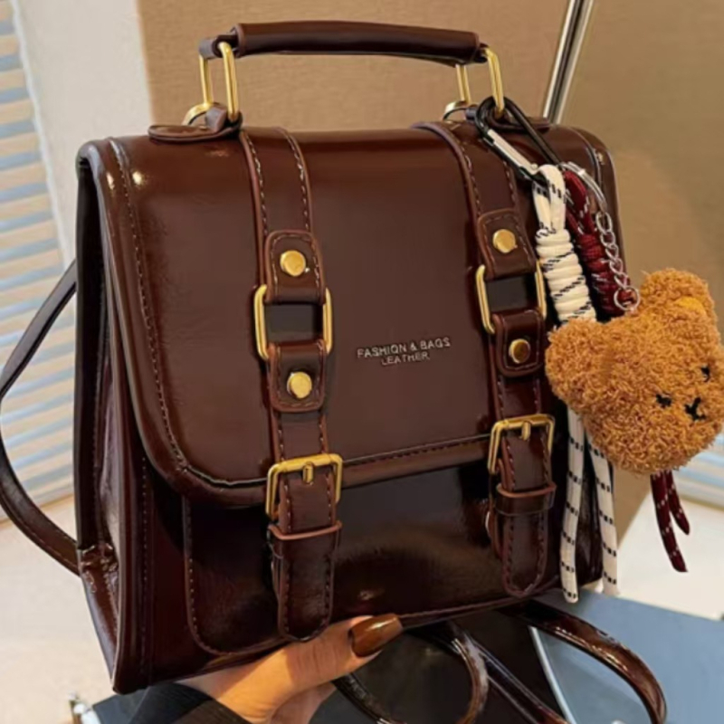 Ženska mini torba u korejskom stilu, casual retro, proljeće 2025, PU koža, lagana, zatvaranje zatvaračem, džep za mobitel, vodootporna i otporna na habanje