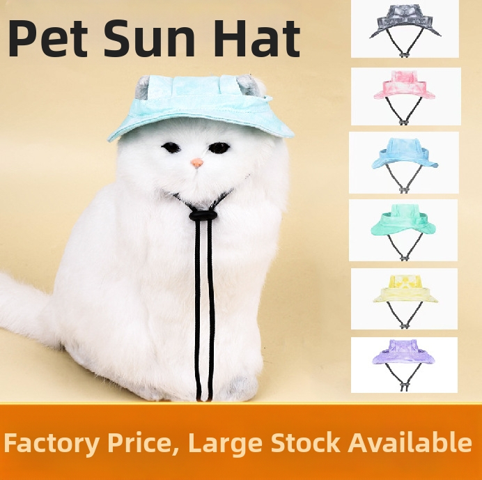 Šiltovka pre mačky a psy s otvorenými ušami, bavlna, twill tkanina, spracovanie tie-dye, jednofarebný vzor, voľný štýl, vhodná na všetky ročné obdobia, nastaviteľná šnúrka s prackou