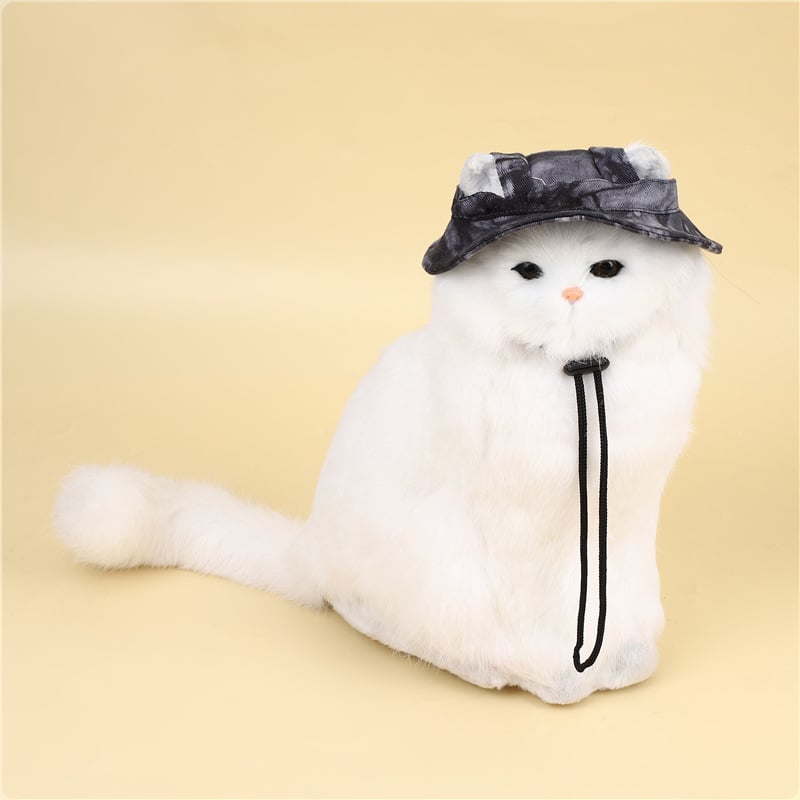 Καπέλο για κατοικίδια για γάτες και σκύλους με ακάλυπτα αυτιά, βαμβακερό ύφασμα, ύφανση twill, επεξεργασία tie-dye, μονόχρωμο σχέδιο, casual στυλ, κατάλληλο για όλες τις εποχές, ρυθμιζόμενη κορδονάκι