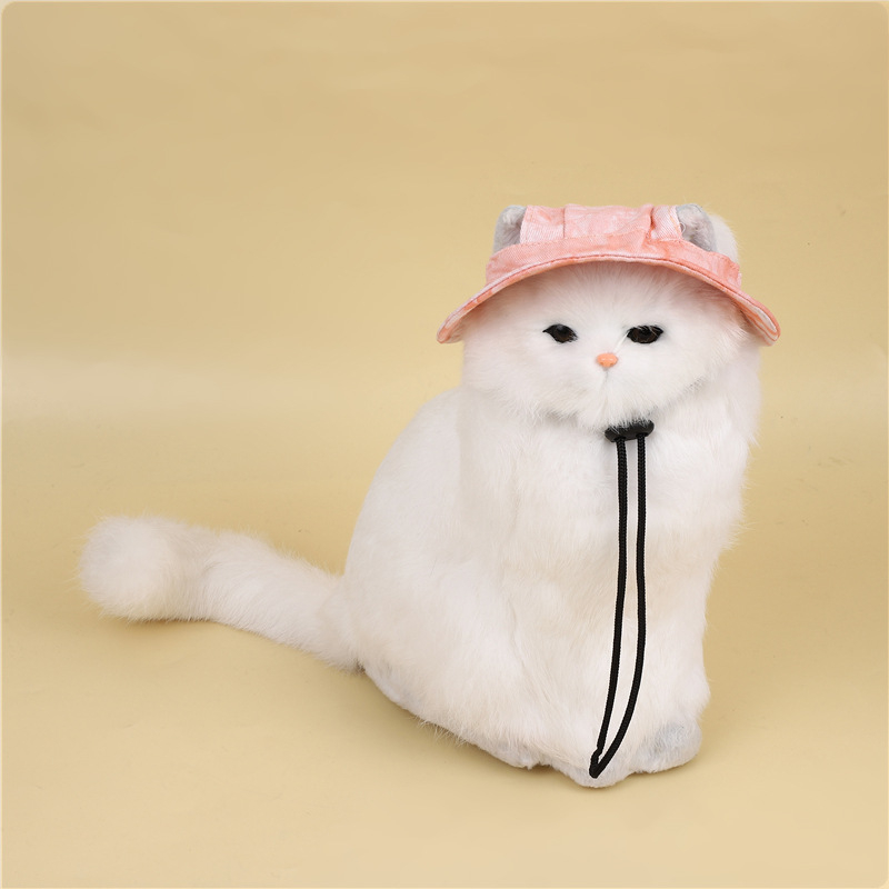 Καπέλο για κατοικίδια για γάτες και σκύλους με ακάλυπτα αυτιά, βαμβακερό ύφασμα, ύφανση twill, επεξεργασία tie-dye, μονόχρωμο σχέδιο, casual στυλ, κατάλληλο για όλες τις εποχές, ρυθμιζόμενη κορδονάκι