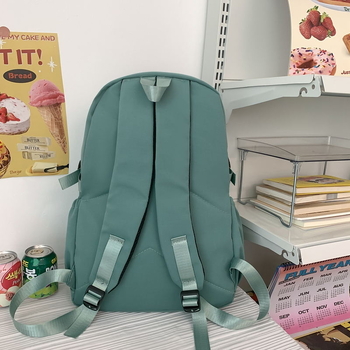 Najlon ruksak za školu, japanskog stila, zatvaranje zipom, kapacitet ispod 20 L, model KK23928, dvostruke naramenice, poliester podstava, unutarnji pretinac za bocu vode i pretinac za knjige