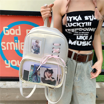 Prozirni PU ruksak za žene, Velika kapaciteta, Jesen 2025, Zatvaranje na zip, Skriveni džep na zip