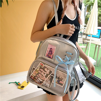 Prozirni PU ruksak za žene, Velika kapaciteta, Jesen 2025, Zatvaranje na zip, Skriveni džep na zip