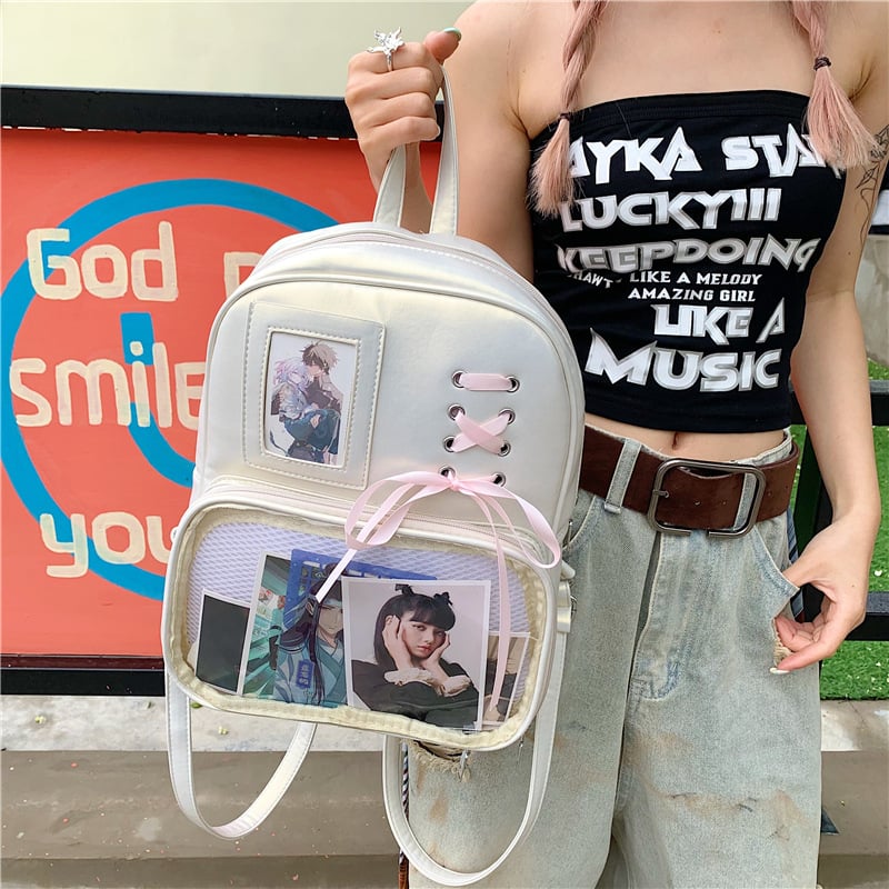 Prozirni PU ruksak za žene, Velika kapaciteta, Jesen 2025, Zatvaranje na zip, Skriveni džep na zip