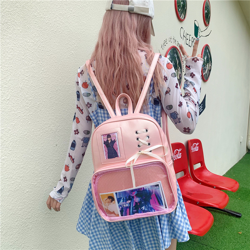 Prozirni PU ruksak za žene, Velika kapaciteta, Jesen 2025, Zatvaranje na zip, Skriveni džep na zip